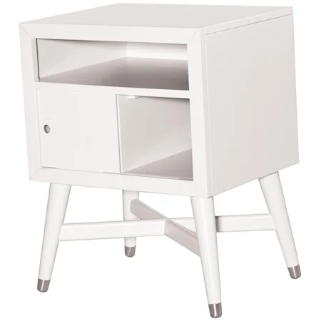 White Nightstand with 3 Shelves